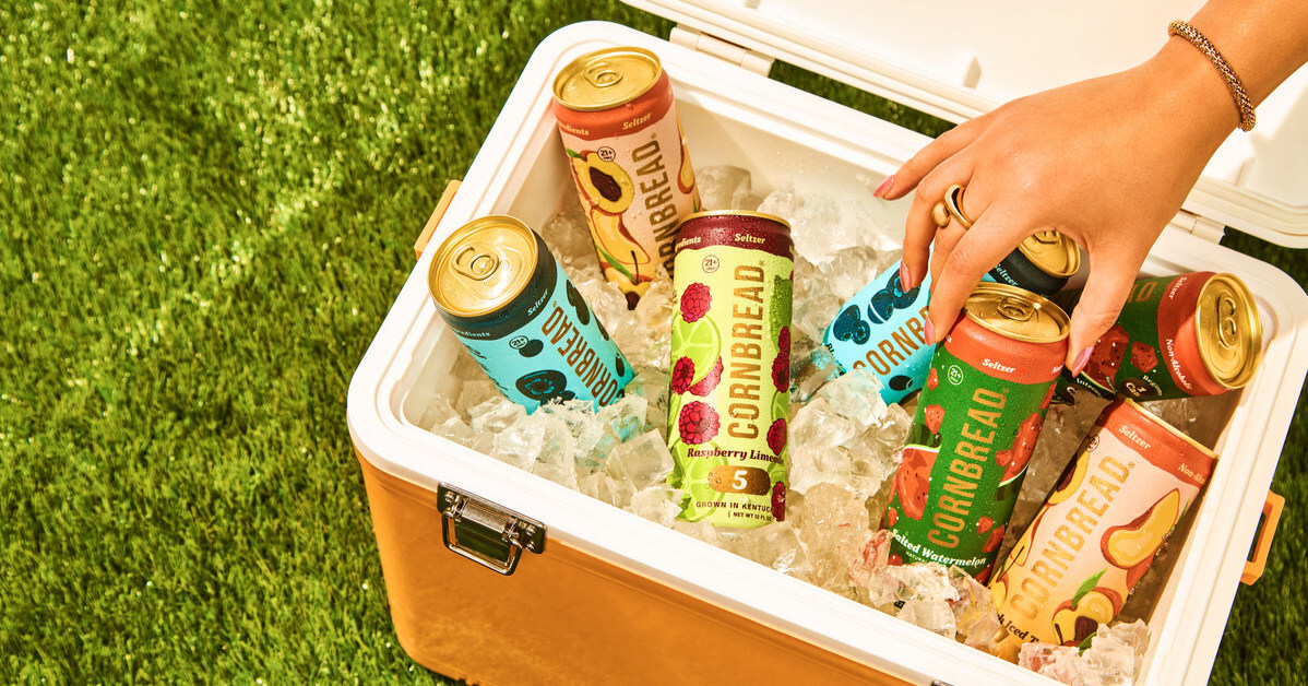 TLC Seltzers cooler hand reaching 1 2